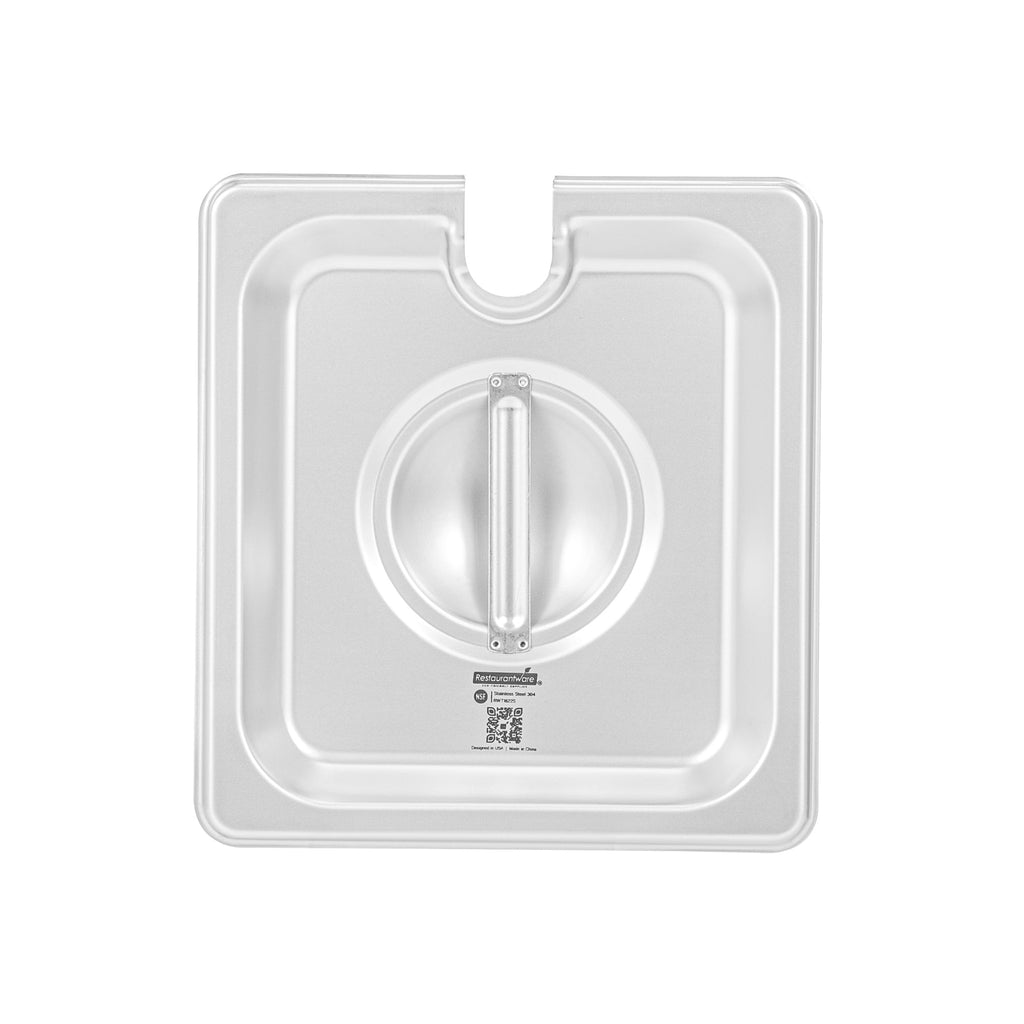Kitchen Tek Stainless Steel Slotted Lid - Fits 1/6 Size Steam Table Pan - 12 count box