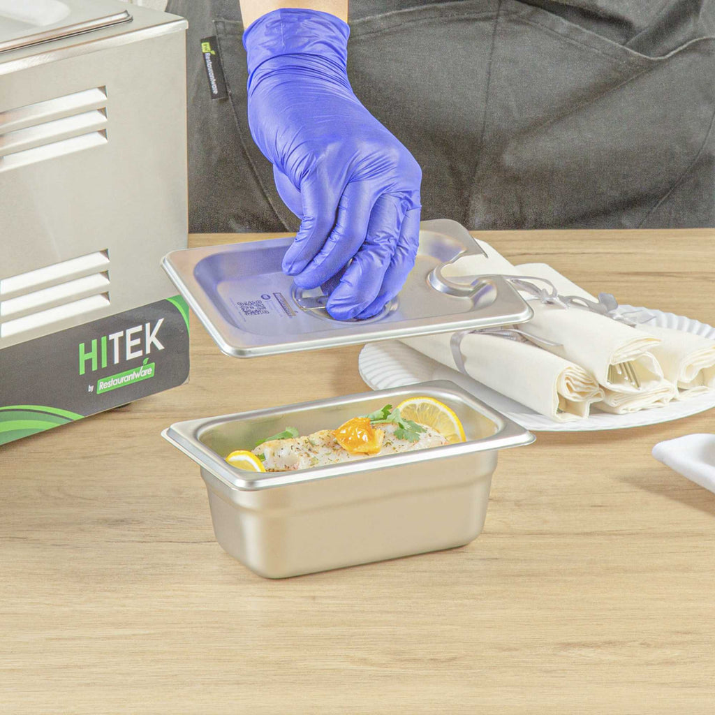 Kitchen Tek Stainless Steel Slotted Lid - Fits 1/9 Size Steam Table Pan - 1 count box