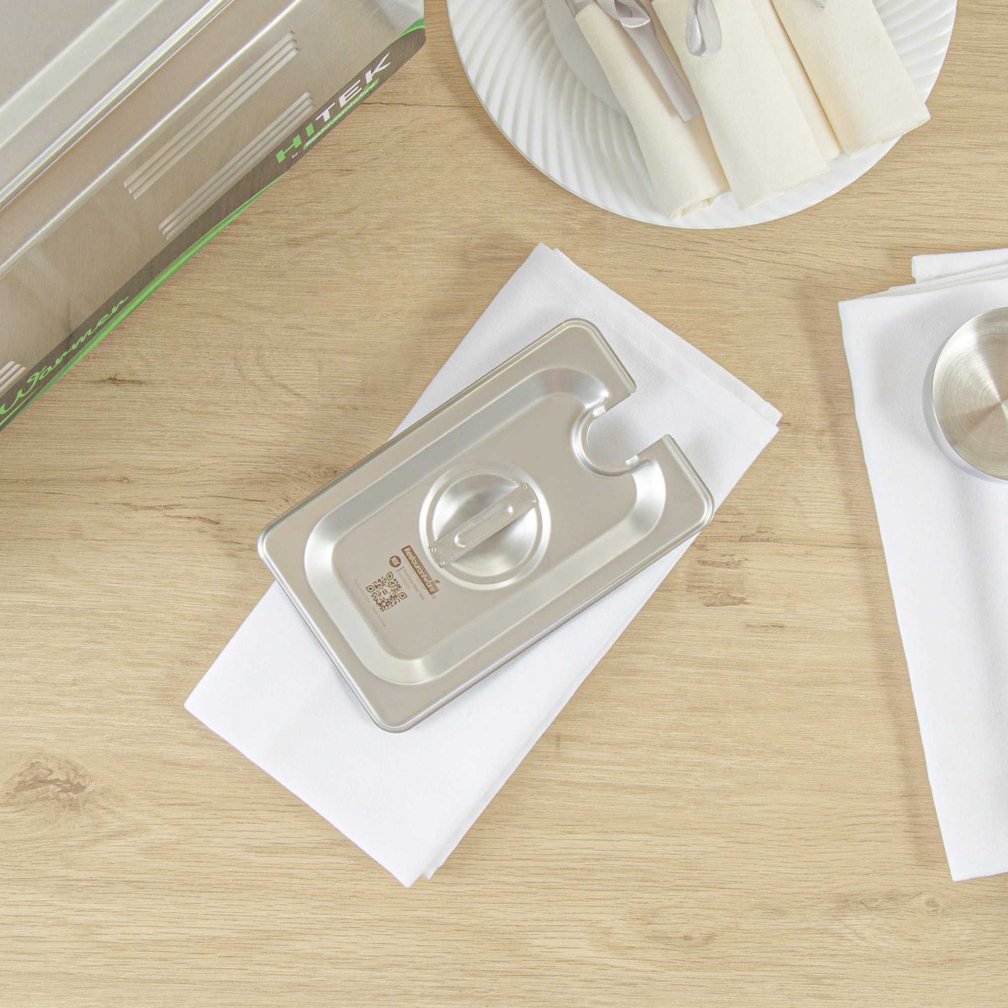 Kitchen Tek Stainless Steel Slotted Lid - Fits 1/9 Size Steam Table Pan - 1 count box