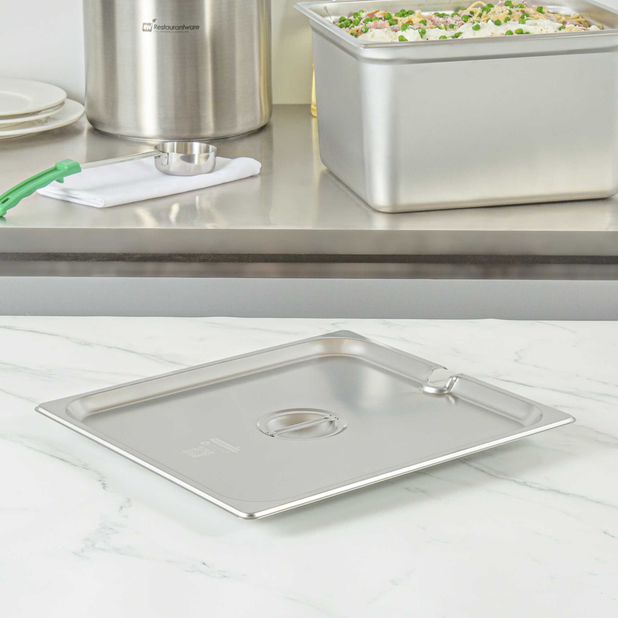 Kitchen Tek Stainless Steel Slotted Lid - Fits 2/3 Size Steam Table Pan - 1 count box