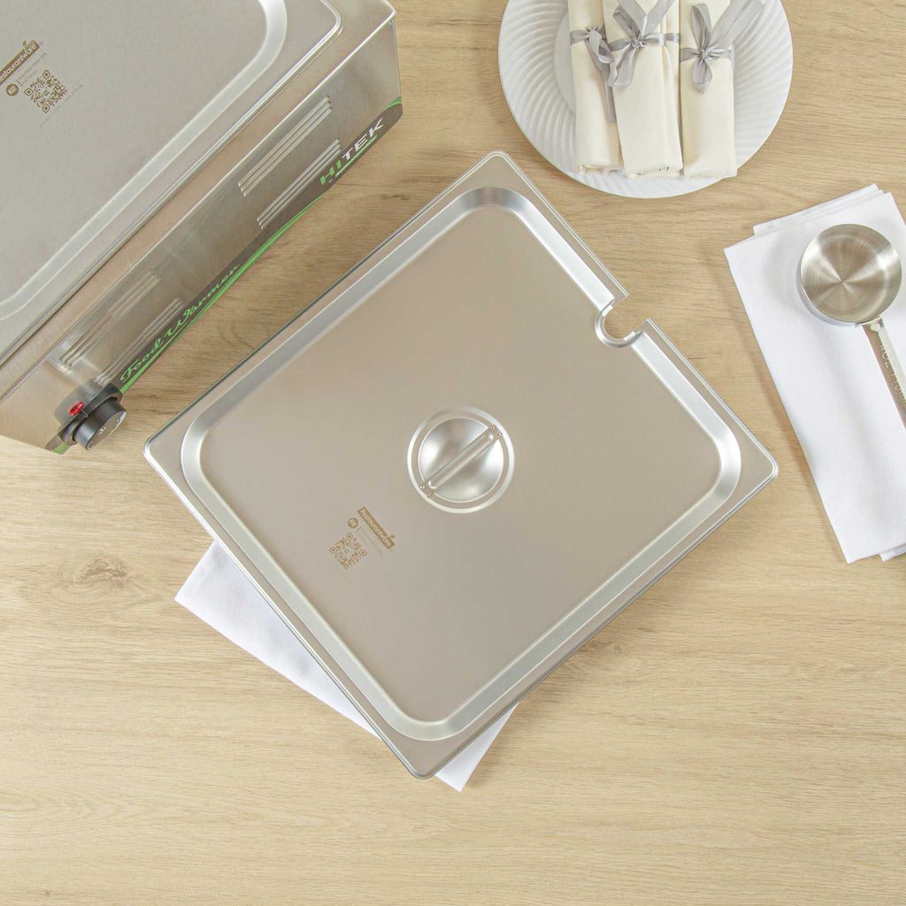 Kitchen Tek Stainless Steel Slotted Lid - Fits 2/3 Size Steam Table Pan - 1 count box