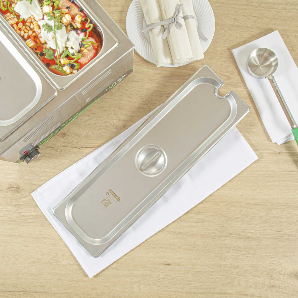 Kitchen Tek Stainless Steel Slotted Lid - Fits 1/2 Size Long Steam Table Pan - 1 count box