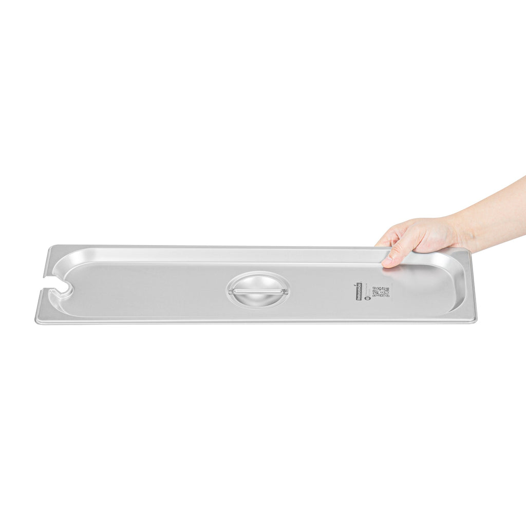 Kitchen Tek Stainless Steel Slotted Lid - Fits 1/2 Size Long Steam Table Pan - 12 count box
