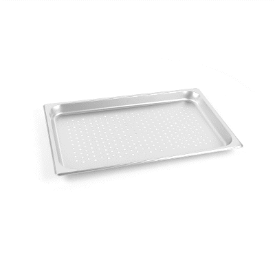 Kitchen Tek Stainless Steel Full Size Steam Table Pan - 1 1/4 Inch Deep, Perforated, Anti Jam, 24 Gauge - 1 count box