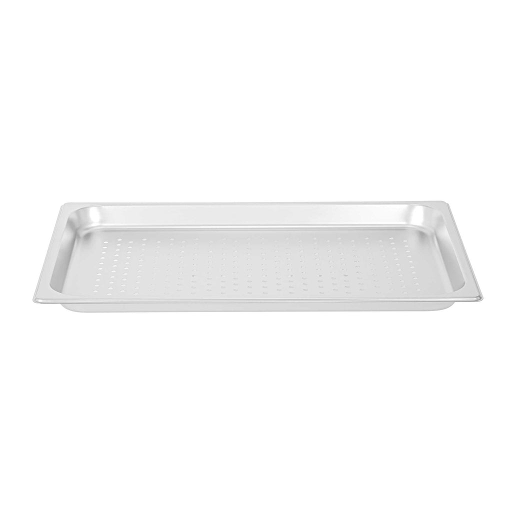 Kitchen Tek Stainless Steel Full Size Steam Table Pan - 1 1/4 Inch Deep, Perforated, Anti Jam, 24 Gauge - 1 count box