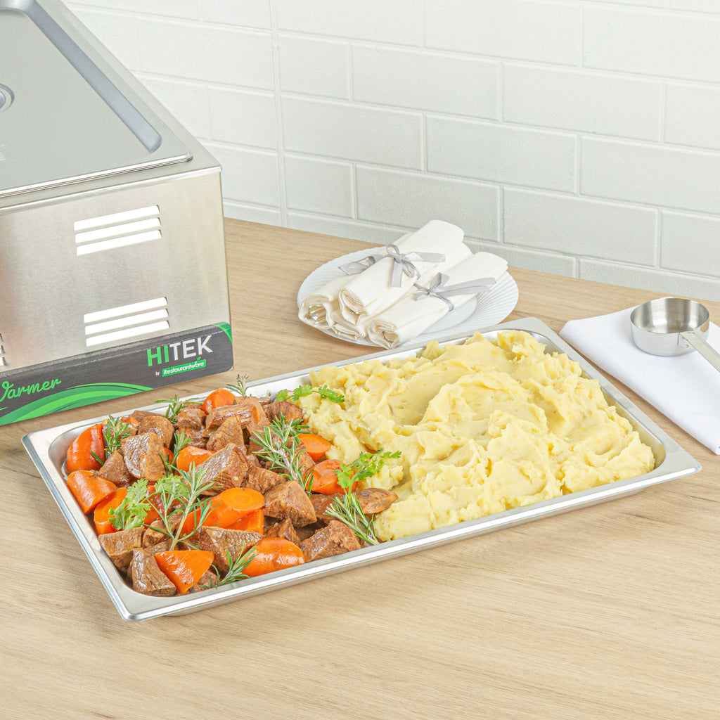 Kitchen Tek Stainless Steel Full Size Steam Table Pan - 1 1/4 Inch Deep, Perforated, Anti Jam, 24 Gauge - 12 count box