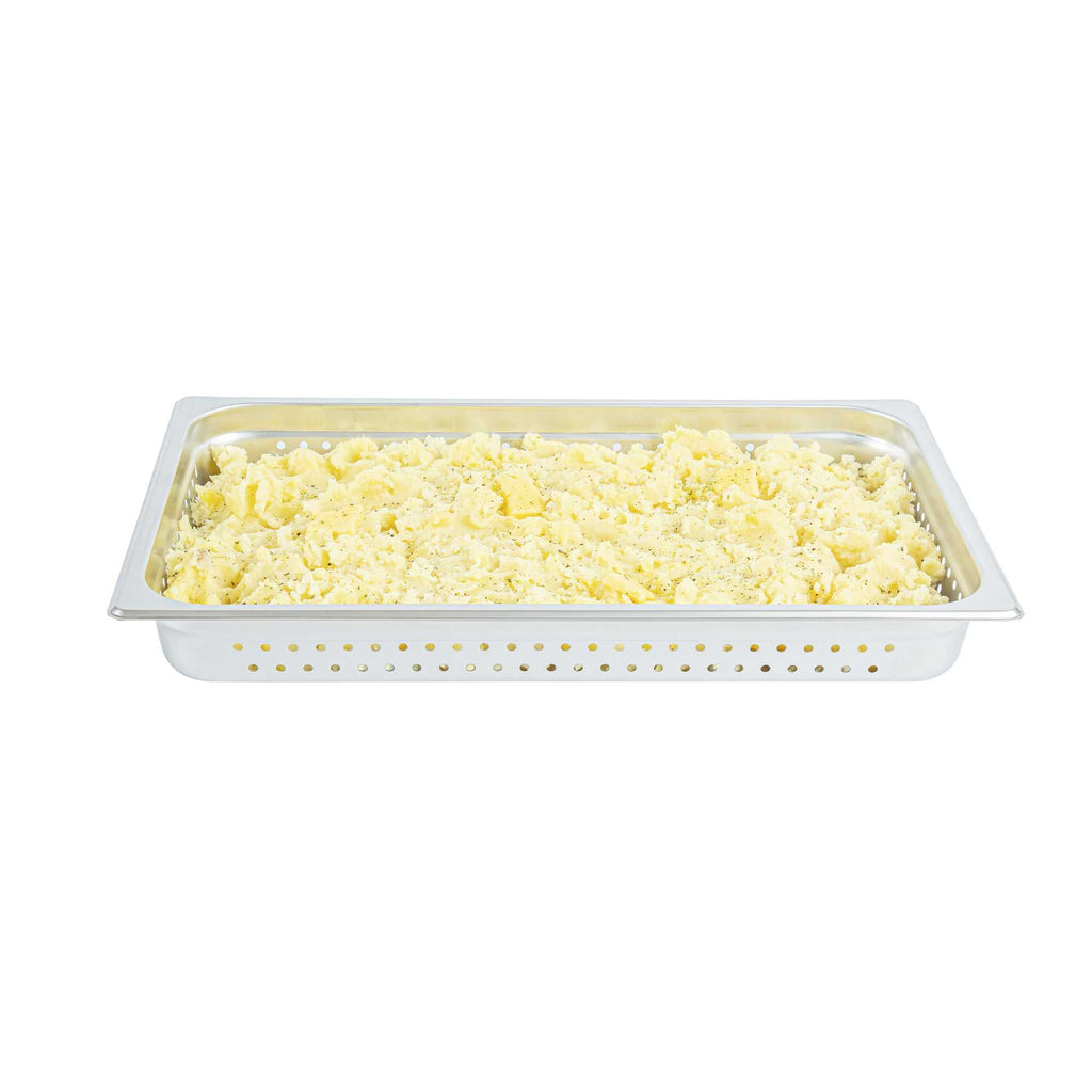Kitchen Tek Stainless Steel Full Size Steam Table Pan - 2 1/2 Inch Deep, Perforated, Anti Jam, 24 Gauge - 1 count box