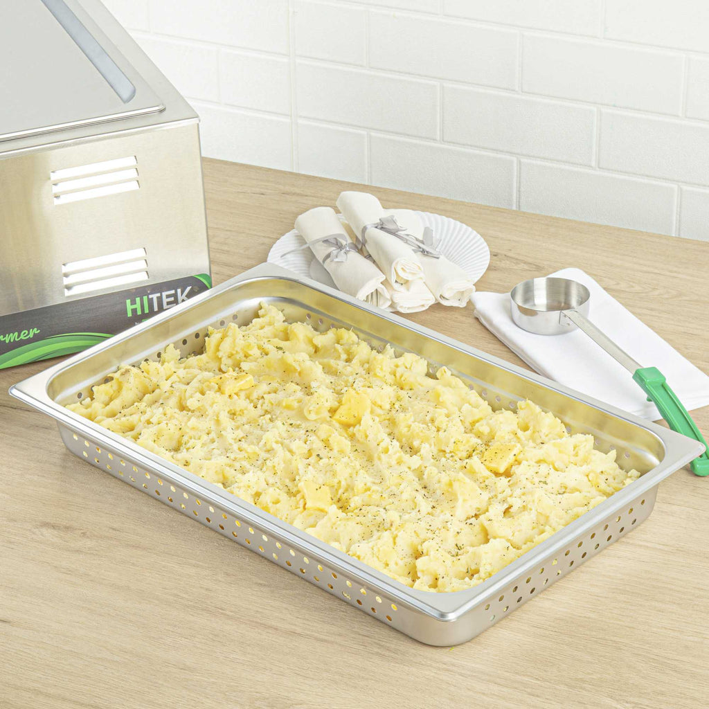 Kitchen Tek Stainless Steel Full Size Steam Table Pan - 2 1/2 Inch Deep, Perforated, Anti Jam, 24 Gauge - 1 count box