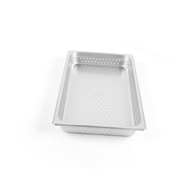 Kitchen Tek Stainless Steel Full Size Steam Table Pan - 2 1/2 Inch Deep, Perforated, Anti Jam, 24 Gauge - 6 count box