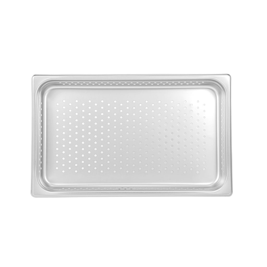 Kitchen Tek Stainless Steel Full Size Steam Table Pan - 2 1/2 Inch Deep, Perforated, Anti Jam, 24 Gauge - 6 count box