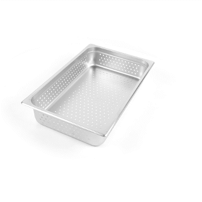 Kitchen Tek Stainless Steel Full Size Steam Table Pan - 4 Inch Deep, Perforated, Anti Jam, 24 Gauge - 6 count box