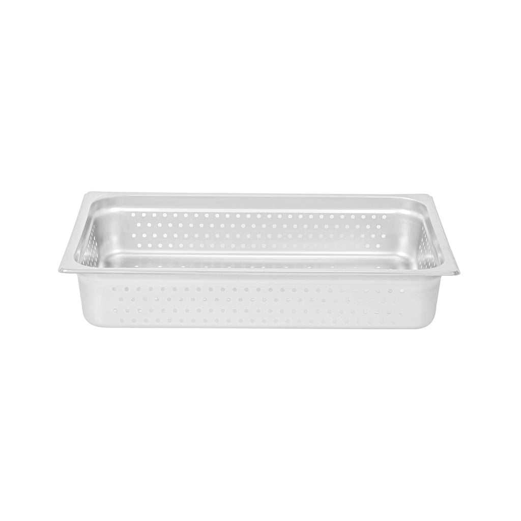 Kitchen Tek Stainless Steel Full Size Steam Table Pan - 4 Inch Deep, Perforated, Anti Jam, 24 Gauge - 6 count box