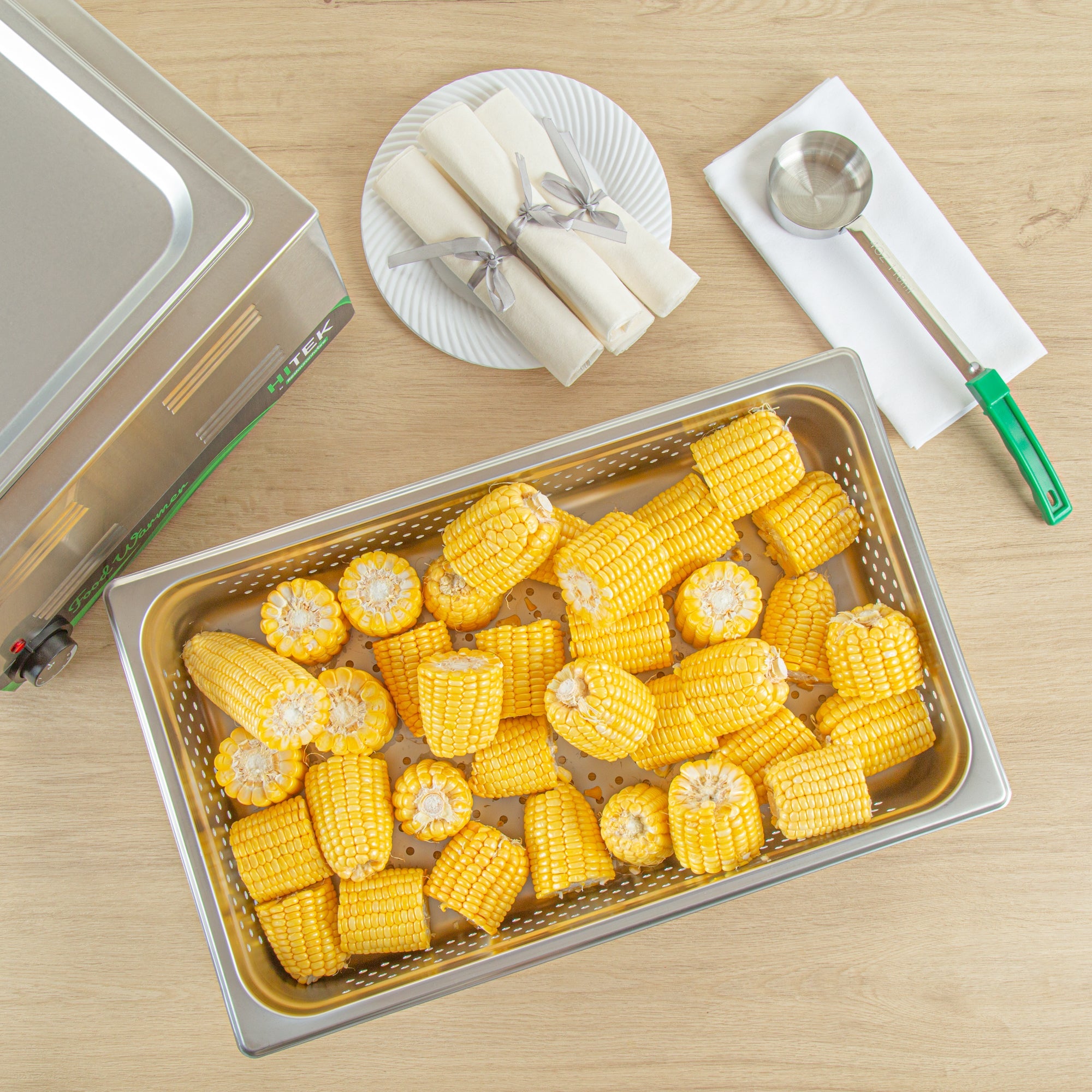 Kitchen Tek Stainless Steel Full Size Steam Table Pan - 4 Inch Deep, Perforated, Anti Jam, 24 Gauge - 6 count box