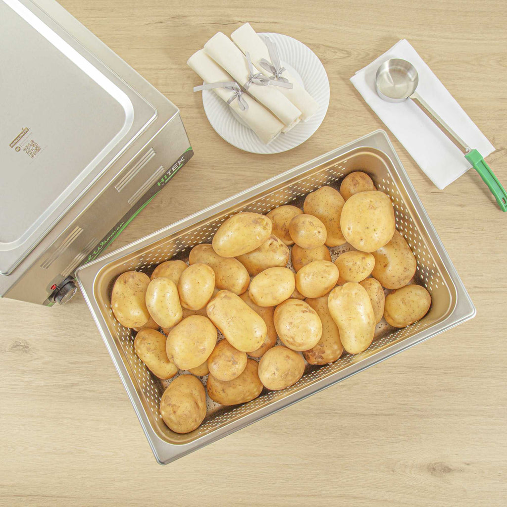 Kitchen Tek Stainless Steel Full Size Steam Table Pan - 6 Inch Deep, Perforated, Anti Jam, 24 Gauge - 1 count box
