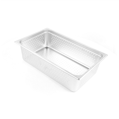 Kitchen Tek Stainless Steel Full Size Steam Table Pan - 6 Inch Deep, Perforated, Anti Jam, 24 Gauge - 6 count box