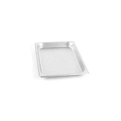 Kitchen Tek Stainless Steel 1/2 Size Steam Table Pan - 1 1/4 Inch Deep, Perforated, Anti Jam, 24 Gauge - 12 count box