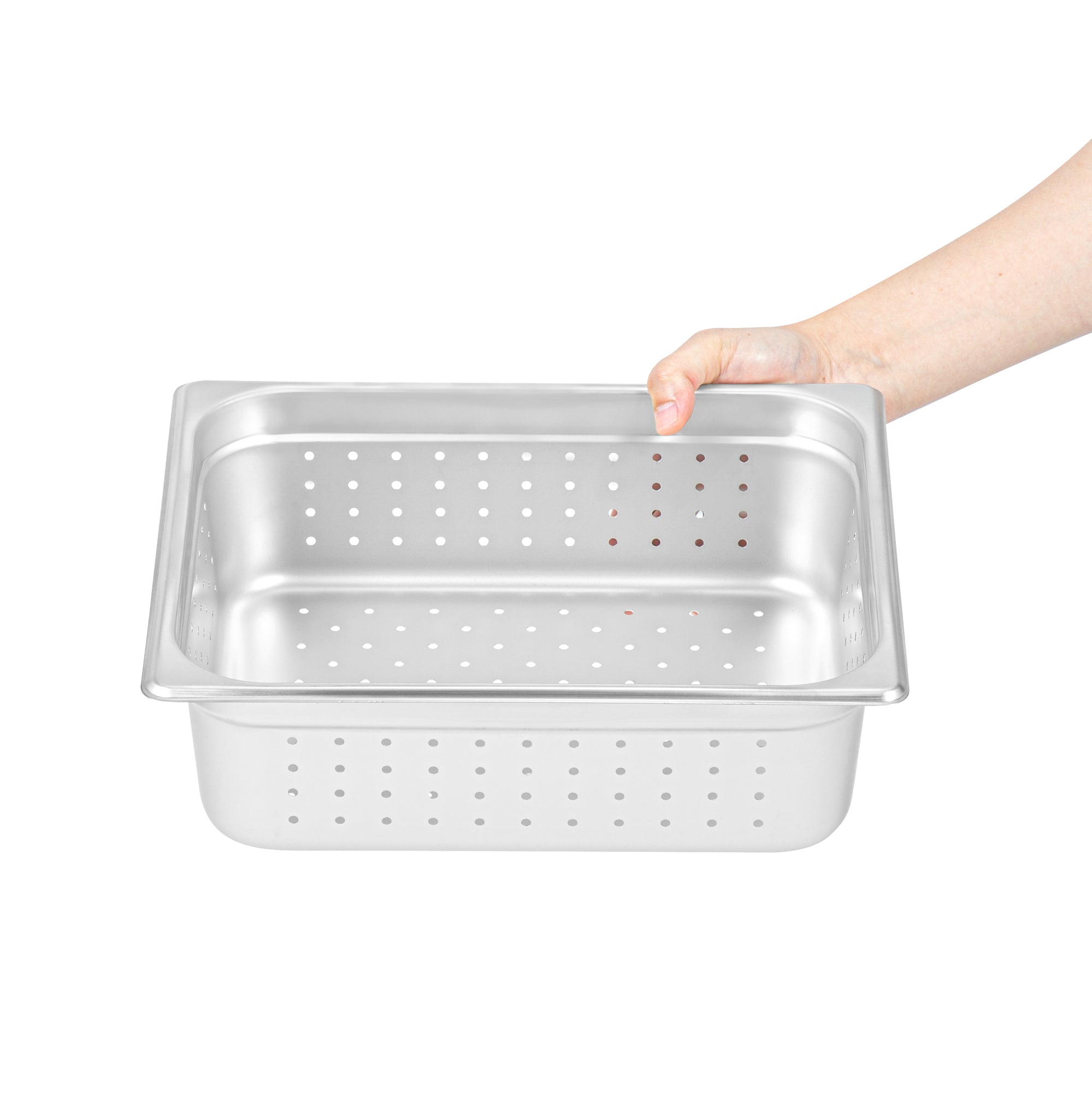 Kitchen Tek Stainless Steel 1/2 Size Steam Table Pan - 4 Inch Deep, Perforated, Anti Jam, 24 Gauge - 6 count box