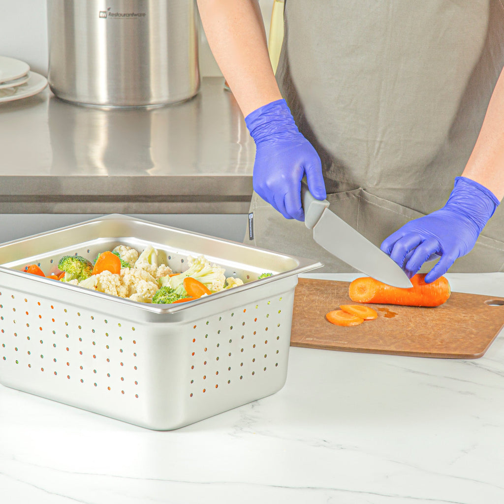 Kitchen Tek Stainless Steel 1/2 Size Steam Table Pan - 6 Inch Deep, Perforated, Anti Jam, 24 Gauge - 1 count box