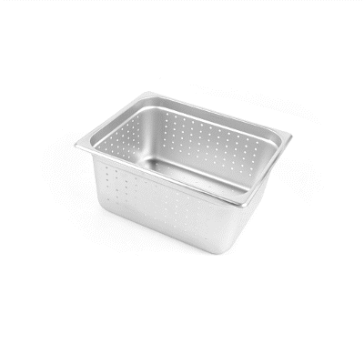 Kitchen Tek Stainless Steel 1/2 Size Steam Table Pan - 6 Inch Deep, Perforated, Anti Jam, 24 Gauge - 6 count box
