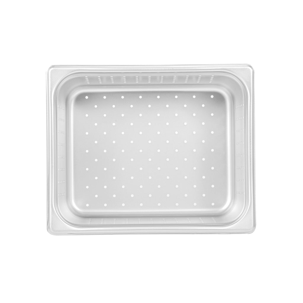 Kitchen Tek Stainless Steel 1/2 Size Steam Table Pan - 6 Inch Deep, Perforated, Anti Jam, 24 Gauge - 6 count box