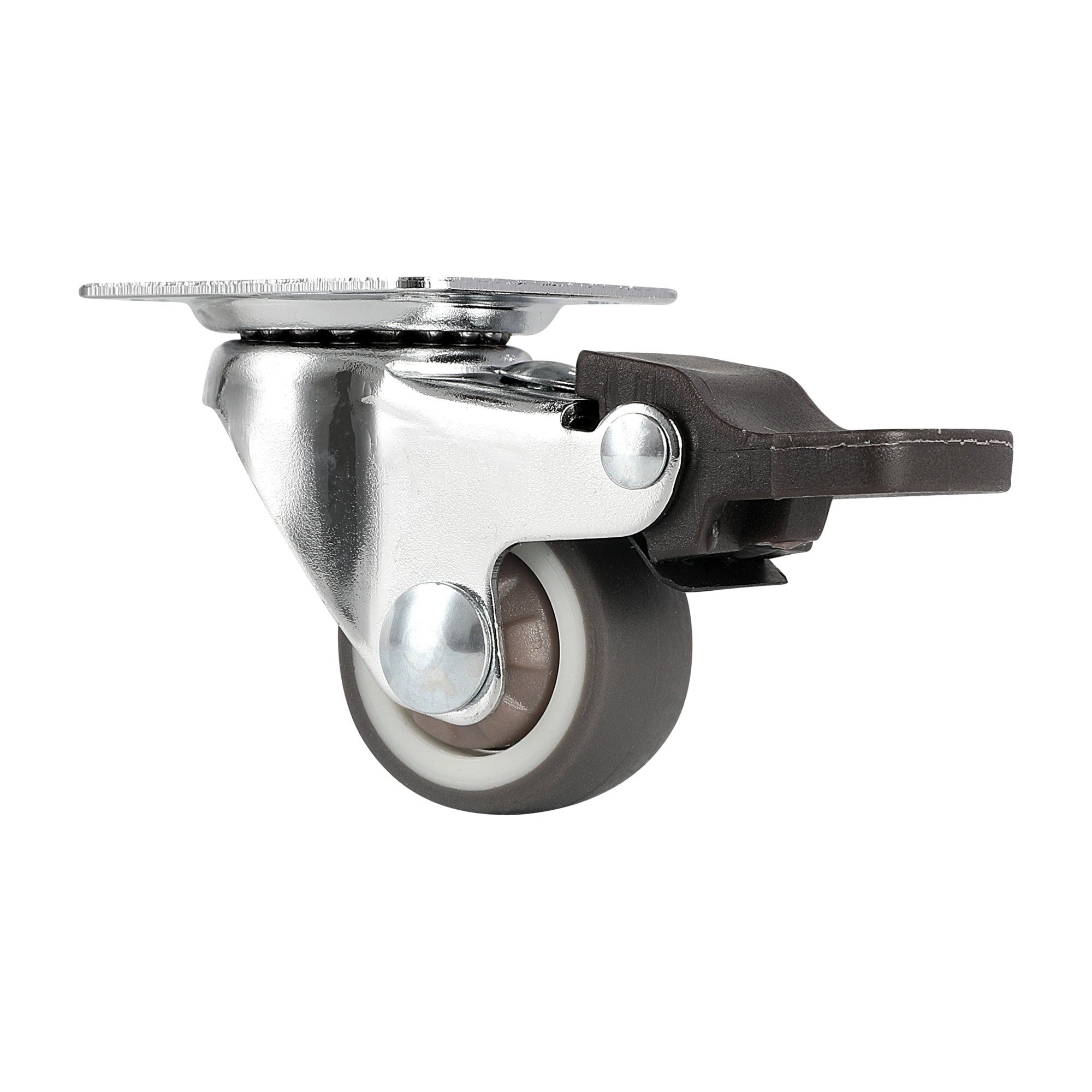 RW Hardware Gray Swivel Plate Caster - with Brakes and Mounting Hardware - 1" - 4 count box