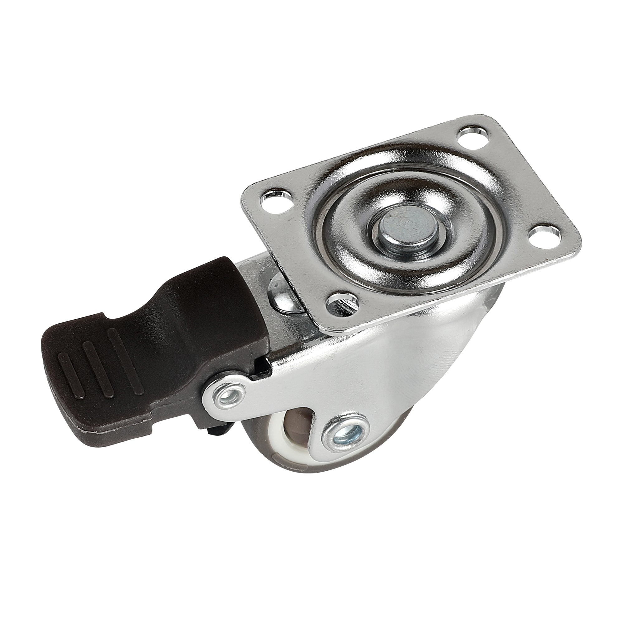 RW Hardware Gray Swivel Plate Caster - with Brakes and Mounting Hardware - 1" - 4 count box