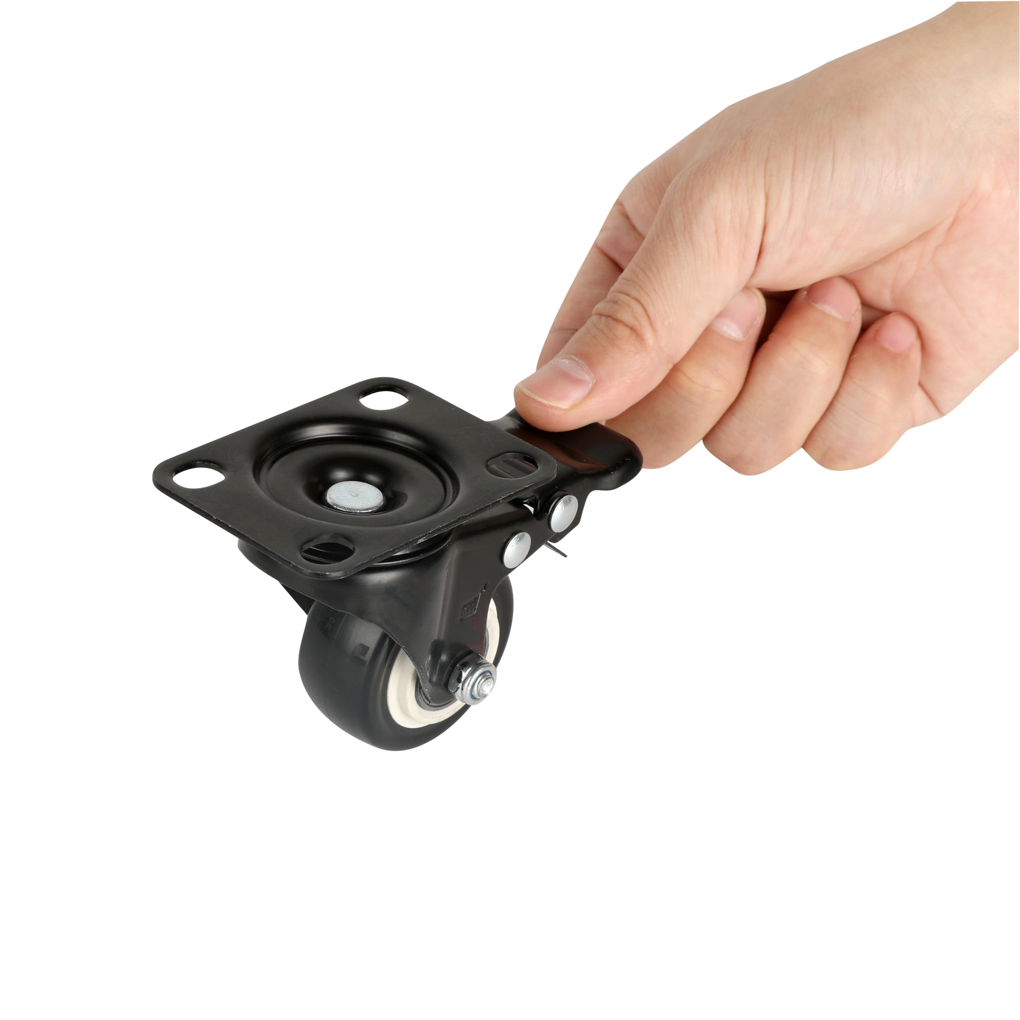 RW Hardware Black Swivel Plate Caster - with Brakes and Mounting Hardware - 2" - 4 count box