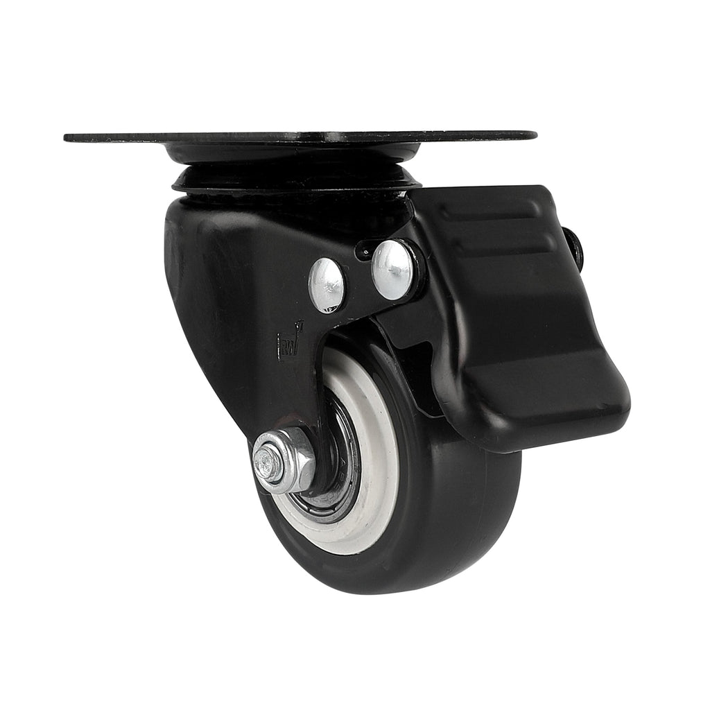 RW Hardware Black Swivel Plate Caster - with Brakes and Mounting Hardware - 2" - 4 count box