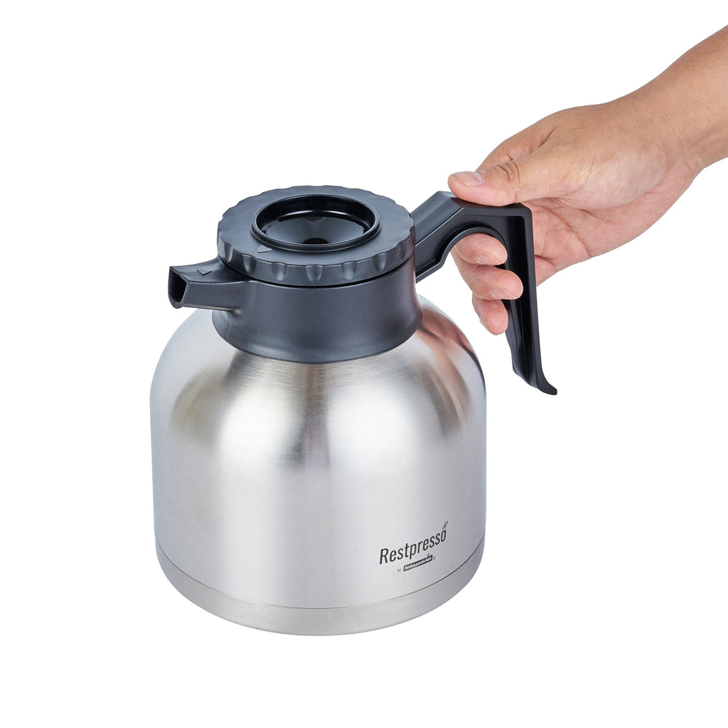 Restpresso 68 oz Insulated Coffee Carafe / Server - with Regular and Decaf Brew Thru Lids - 8 3/4" x 6 1/4" x 7" - 1 count box