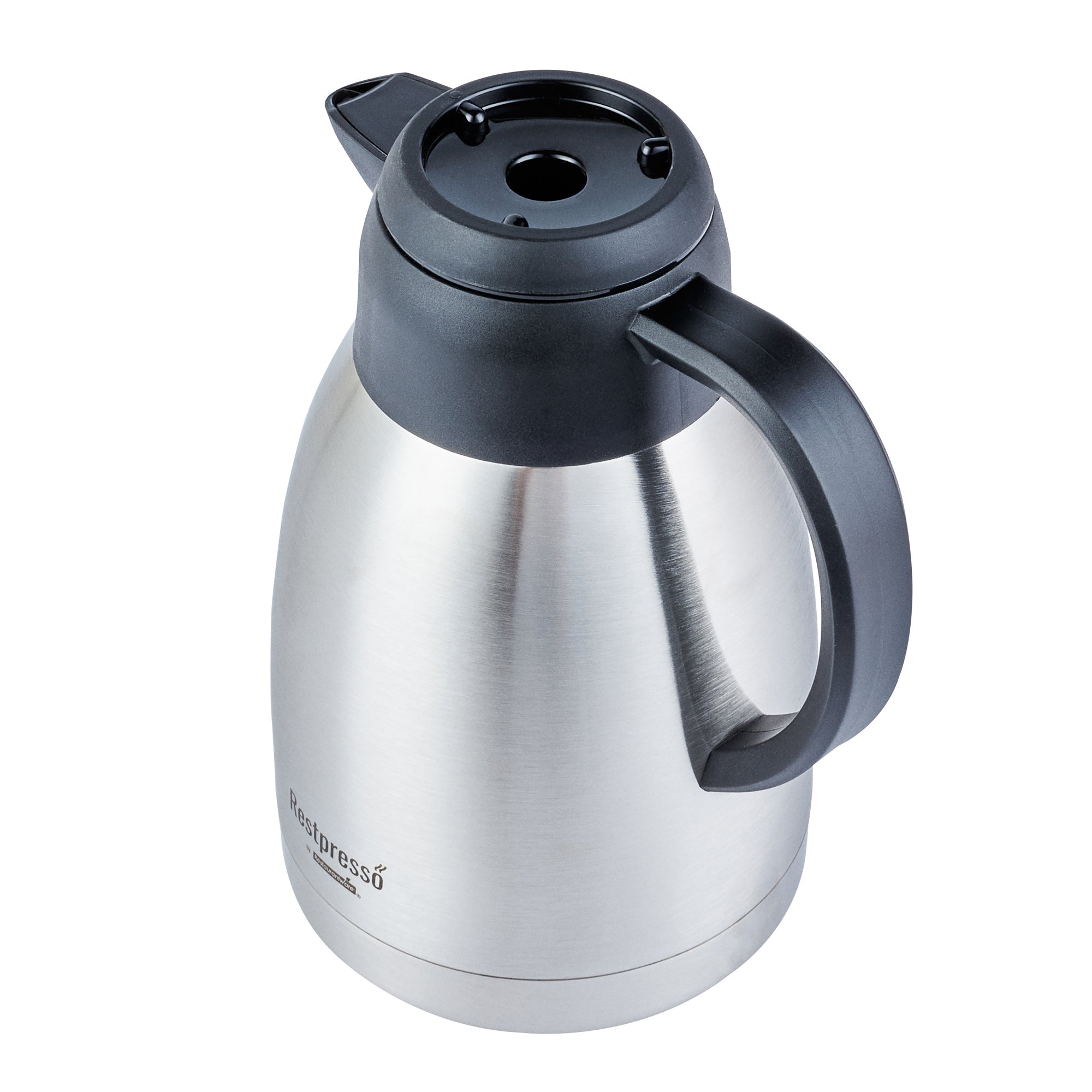 Restpresso 51 oz Insulated Coffee Carafe / Server - with Regular and Decaf Brew Thru Lids - 7 3/4" x 5 1/2" x 8 1/4" - 1 count box