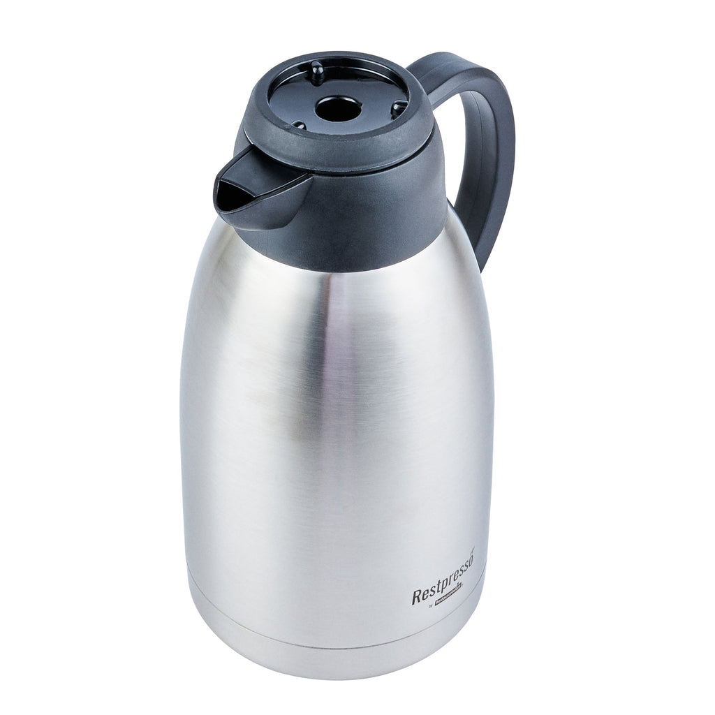 Restpresso 68 oz Insulated Coffee Carafe / Server - with Regular and Decaf Brew Thru Lids - 11 1/4" x 5 1/2" x 7" - 1 count box
