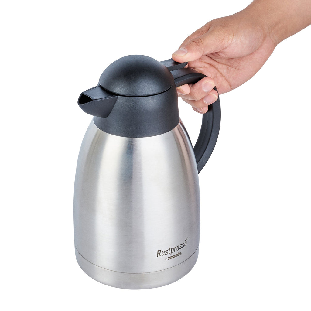 Restpresso 51 oz Vacuum Insulated Coffee Carafe / Server - with Label Tags - 7 3/4" x 5 1/2" x 8 1/4" - 1 count box