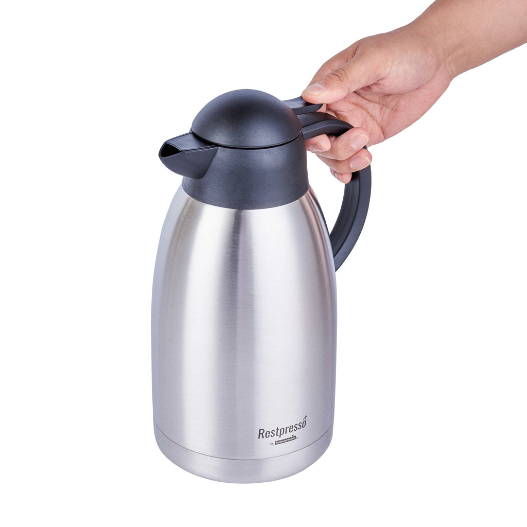 Restpresso 68 oz Vacuum Insulated Coffee Carafe / Server - with Label Tags - 11 1/4" x 5 1/2" x 7" - 1 count box