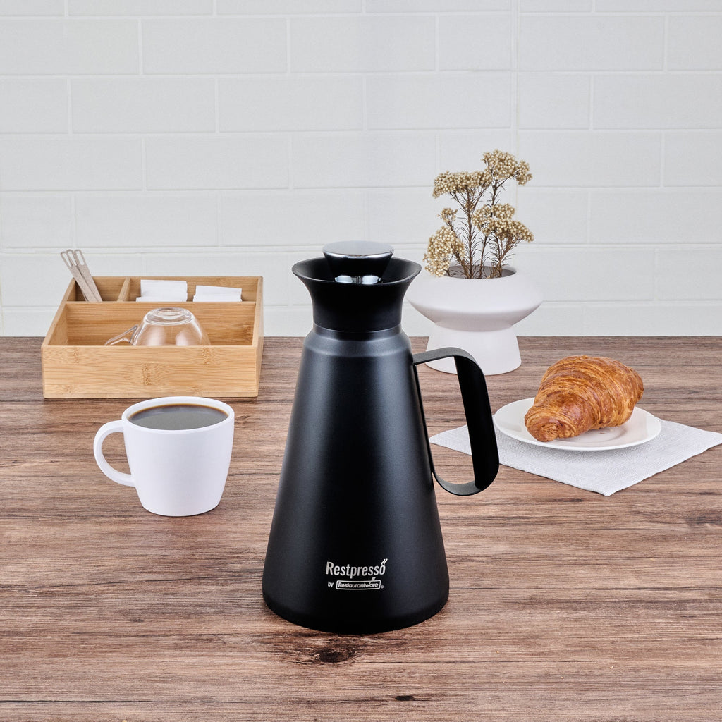 Restpresso 34 oz Black Vacuum Insulated Coffee / Tea Server - 360 Degree Pour - 1 count box