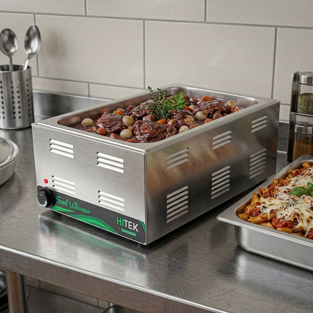 Hi Tek Stainless Steel Full Size Electric Countertop Food Warmer - 120V, 1200W - 12'' x 20'' - 1 count box