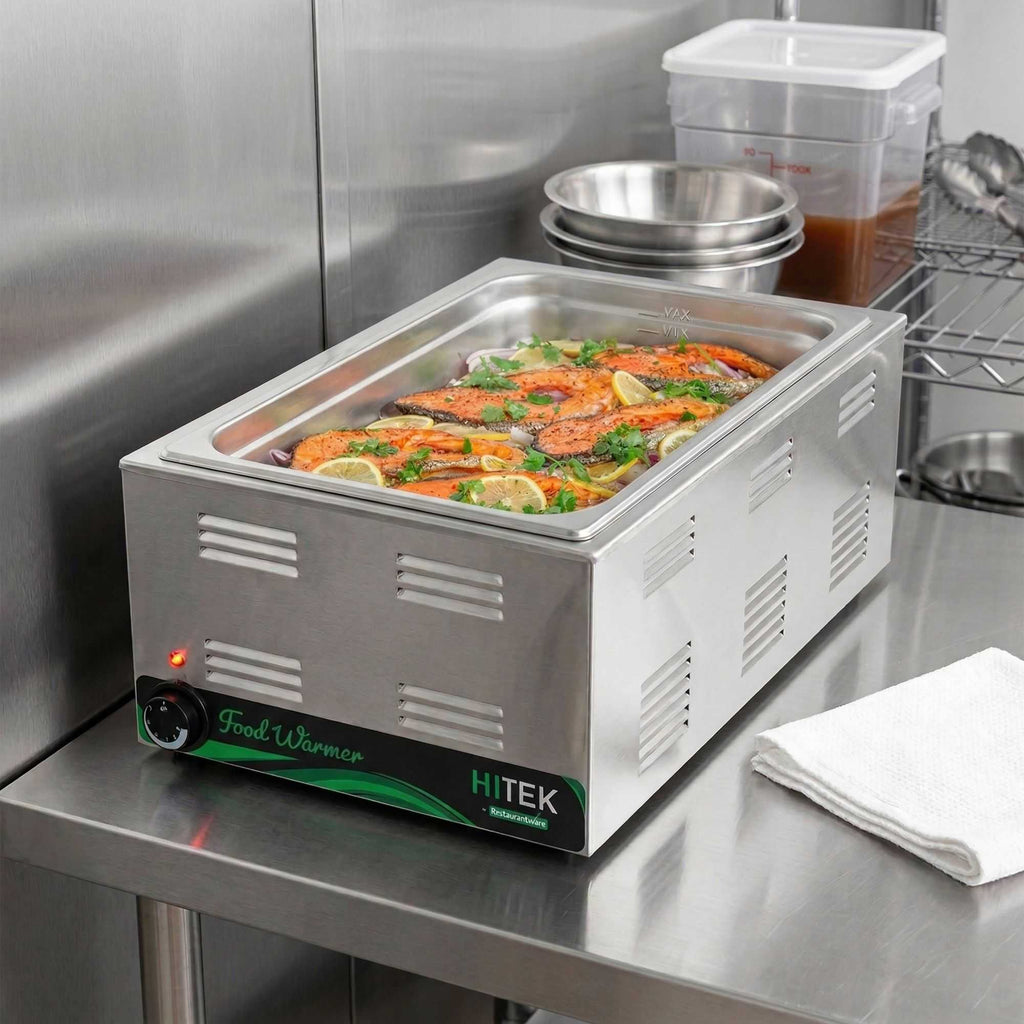 Hi Tek Stainless Steel Full Size Electric Countertop Food Warmer - 120V, 1500W - 12'' x 20'' - 1 count box