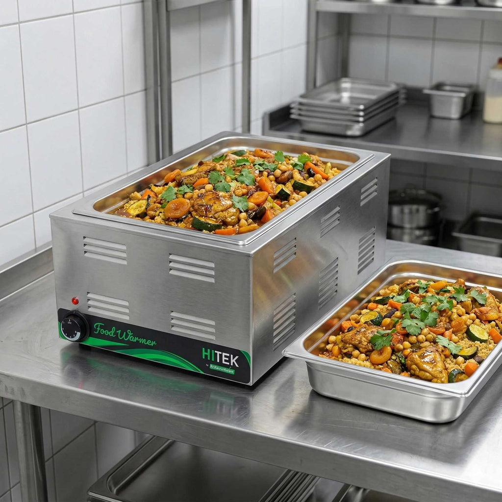 Hi Tek Stainless Steel Full Size Electric Countertop Food Warmer - 120V, 1500W - 12'' x 20'' - 1 count box