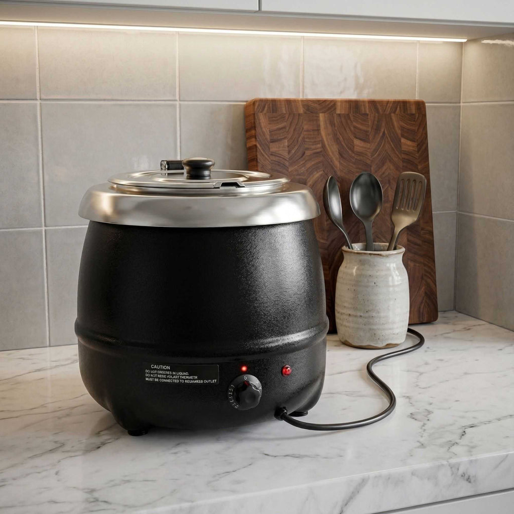 Hi Tek 11 qt Black Stainless Steel Soup Kettle Warmer - 120V, 400W - 1 count box