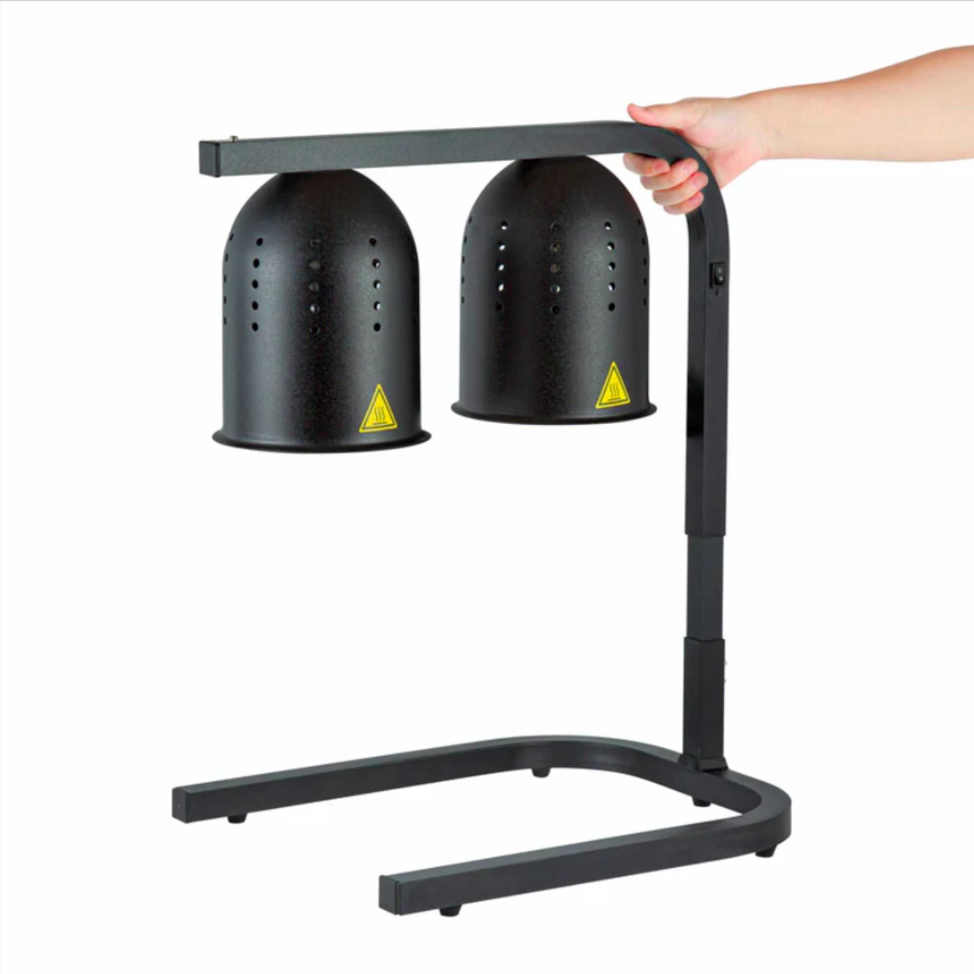 Hi Tek Black Aluminum Free Standing Heat Lamp - with 2 Bulbs, 120V, 500W - 1 count box