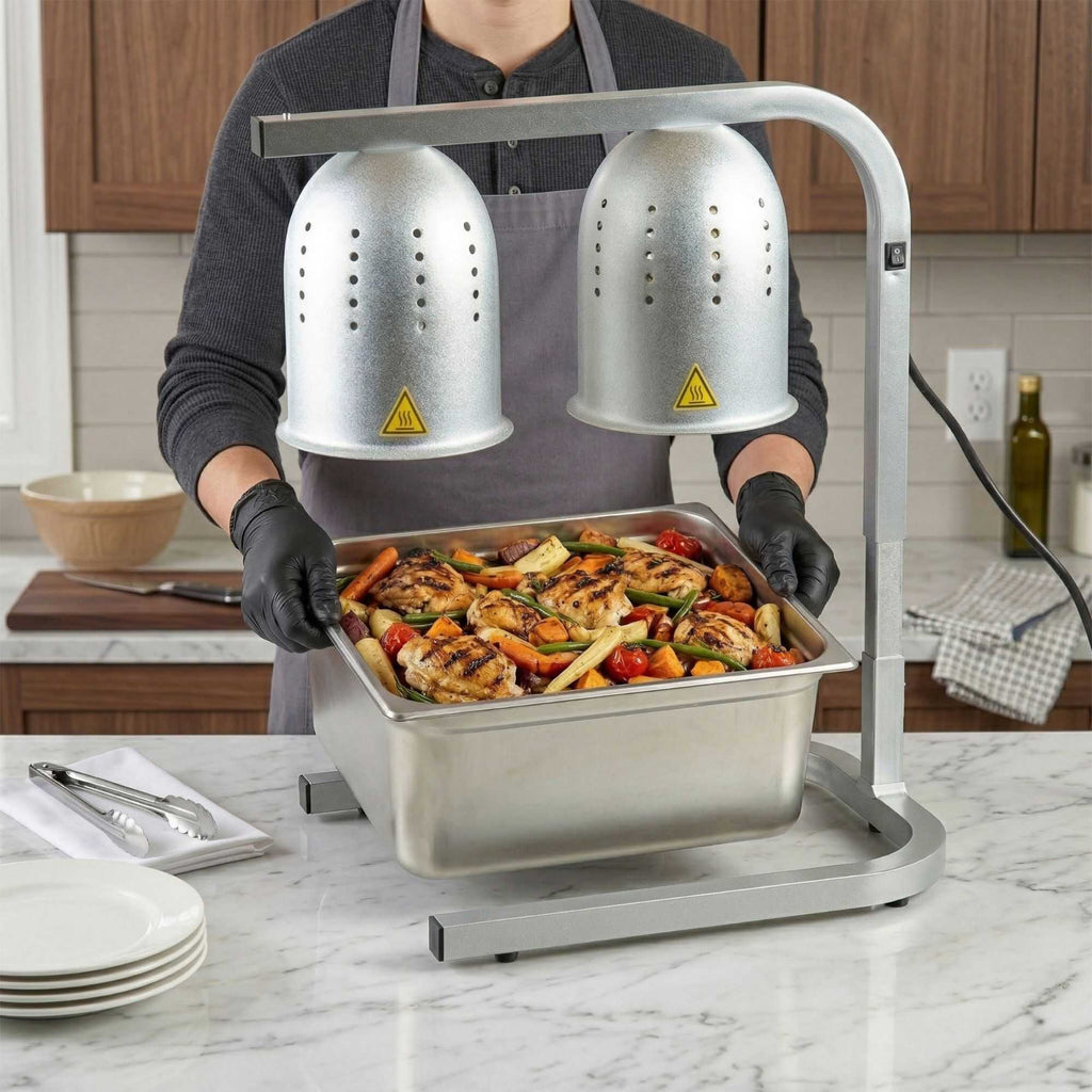 Hi Tek Aluminum Free Standing Heat Lamp - with 2 Bulbs, 120V, 500W - 1 count box
