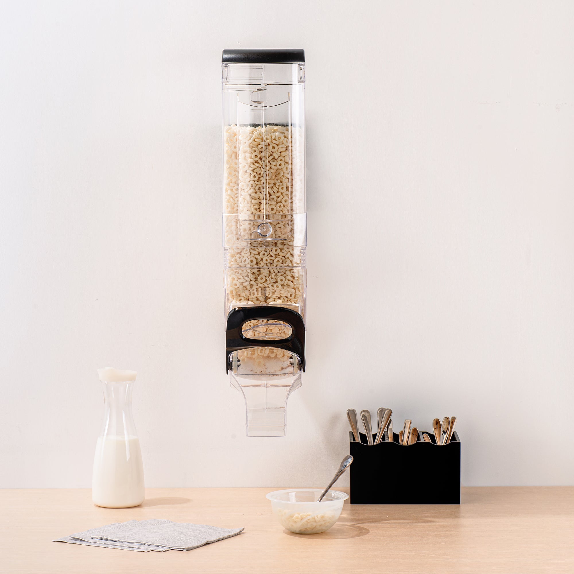 Met Lux 5 Gal Black Plastic Wall Mount Cereal Dispenser - 28" x 13 1/2" x 6" - 1 count box