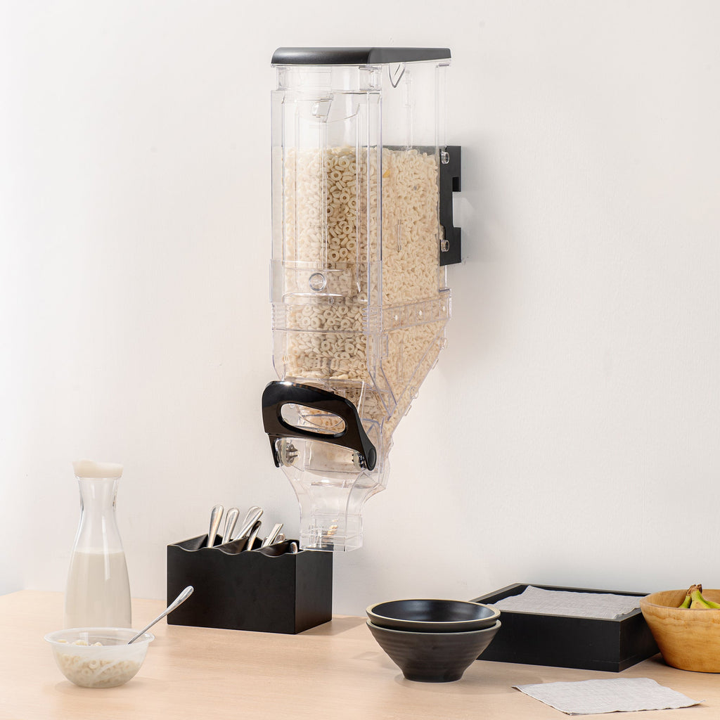 Met Lux 5 Gal Black Plastic Wall Mount Cereal Dispenser - 28" x 13 1/2" x 6" - 1 count box