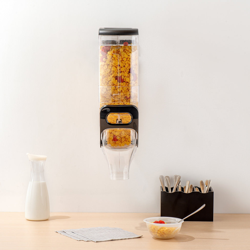 Met Lux 3.5 Gal Black Plastic Wall Mount Cereal Dispenser - 22 1/2" x 13 1/2" x 6" - 1 count box