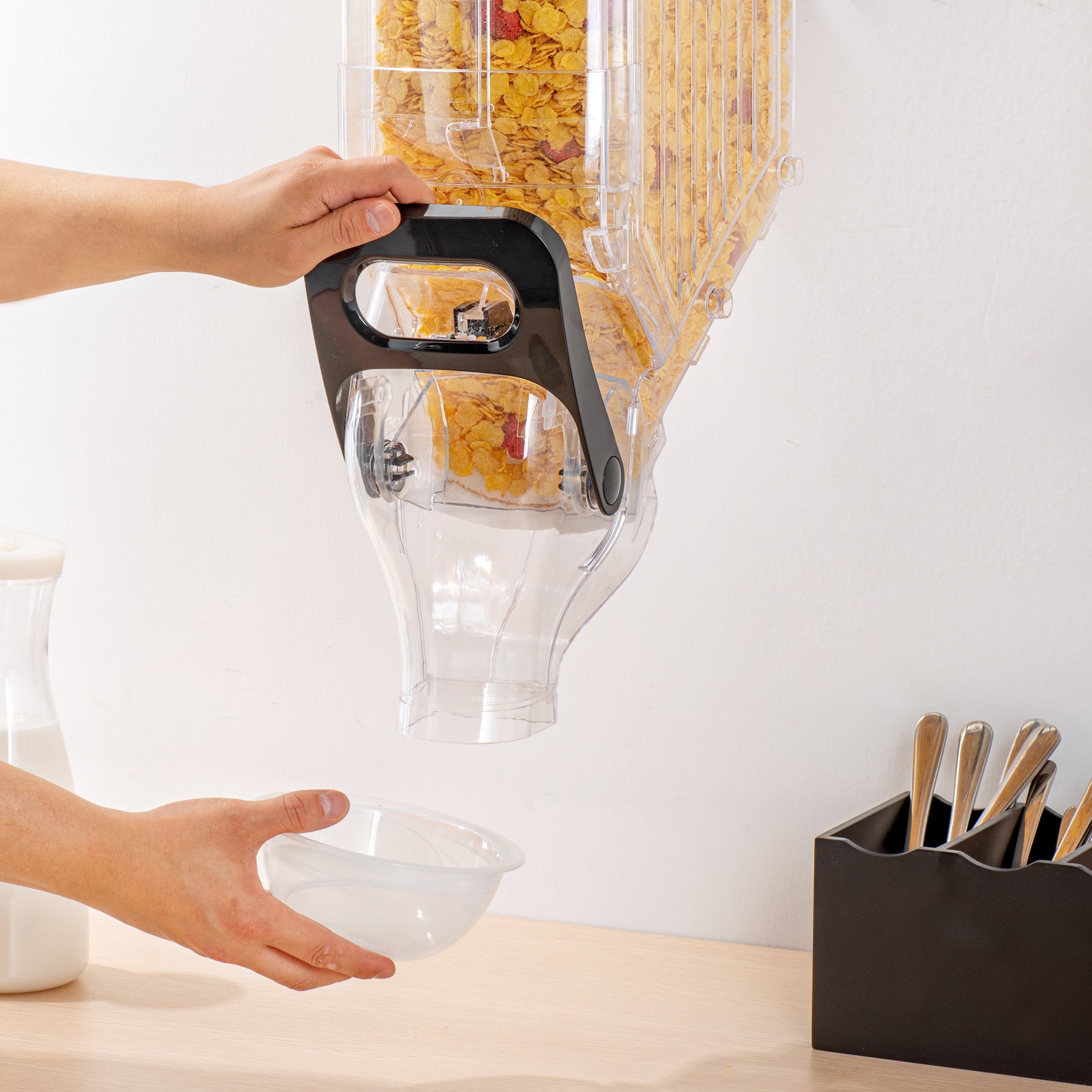Met Lux 3.5 Gal Black Plastic Wall Mount Cereal Dispenser - 22 1/2" x 13 1/2" x 6" - 1 count box