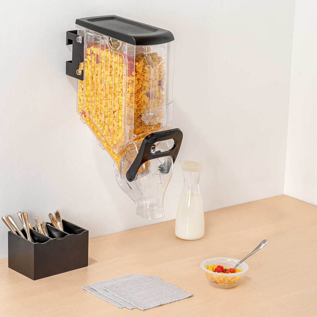 Met Lux 3.5 Gal Black Plastic Wall Mount Cereal Dispenser - 22 1/2" x 13 1/2" x 6" - 1 count box