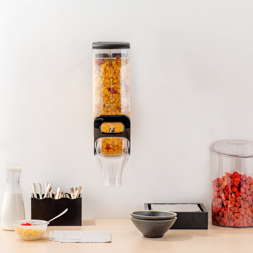 Met Lux 3.5 Gal Black Plastic Wall Mount Cereal Dispenser - 22 1/2" x 13 1/2" x 6" - 1 count box
