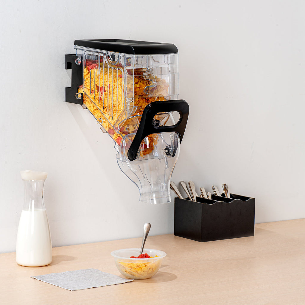 Met Lux 2 Gal Black Plastic Wall Mount Cereal Dispenser - 17 1/4" x 13 1/2" x 6" - 1 count box