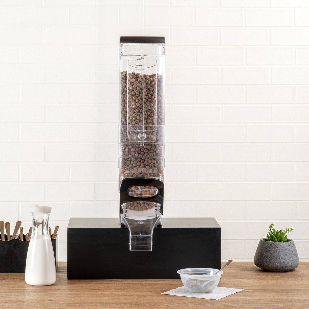 Met Lux 5 Gal Black Plastic Cereal Dispenser - with Stand - 28" x 13" x 6" - 1 count box