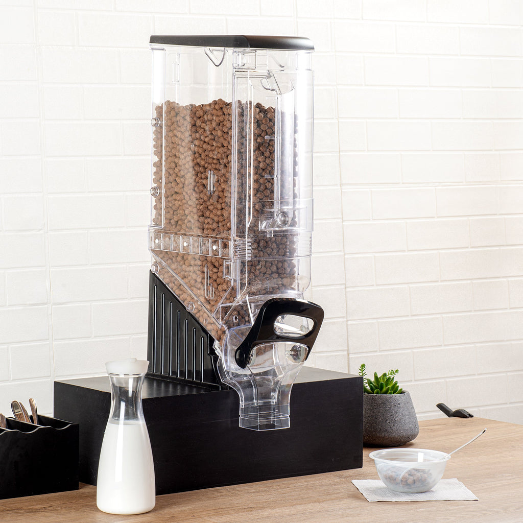 Met Lux 5 Gal Black Plastic Cereal Dispenser - with Stand - 28" x 13" x 6" - 1 count box