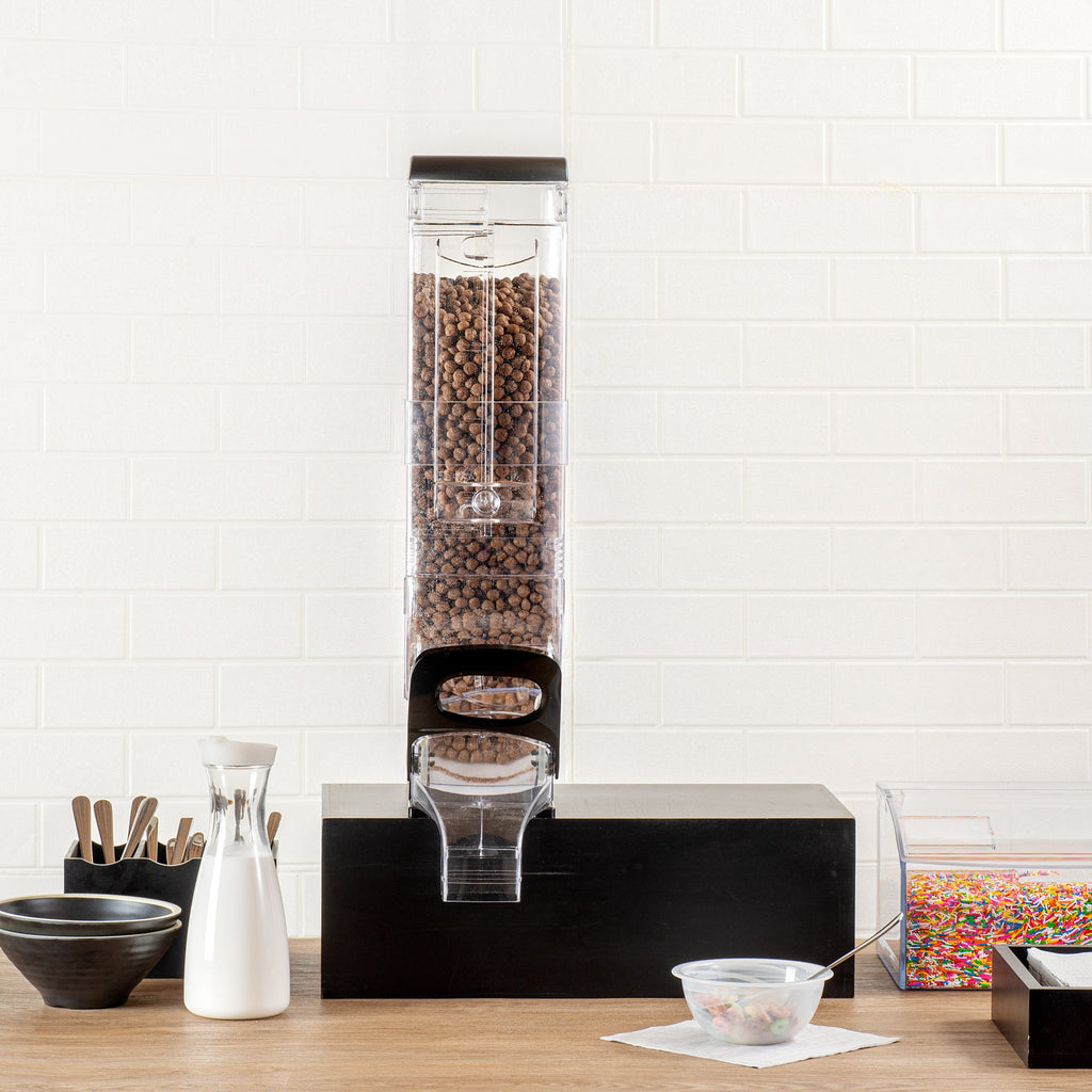 Met Lux 5 Gal Black Plastic Cereal Dispenser - with Stand - 28" x 13" x 6" - 1 count box
